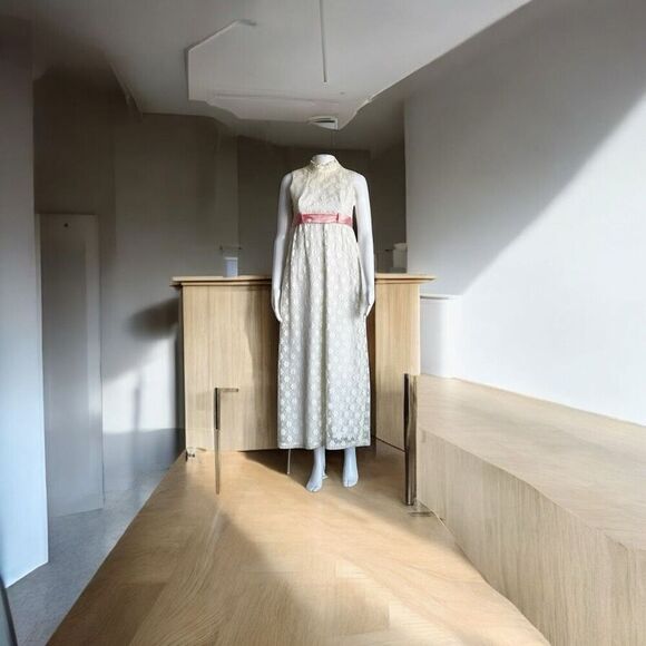 Vintage Saks Fifth Ave 60’s White Lace Pink Bows Dress - Picture 4 of 8